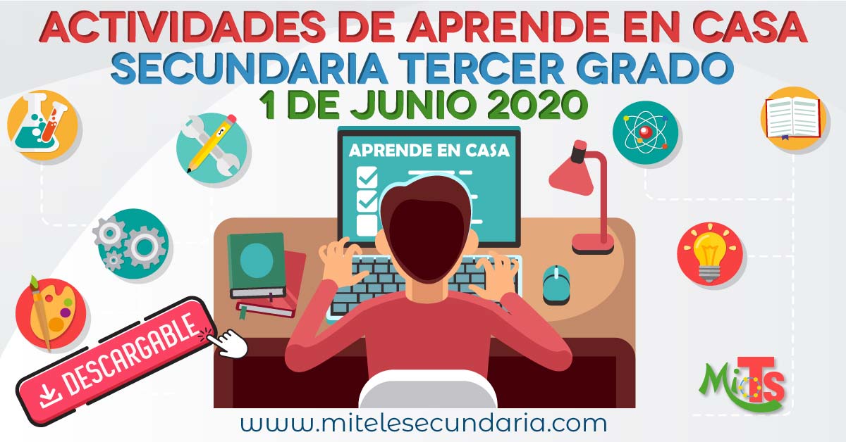 Aprende en casa 1 de junio. Actividades descargables. Secundaria tercer grado