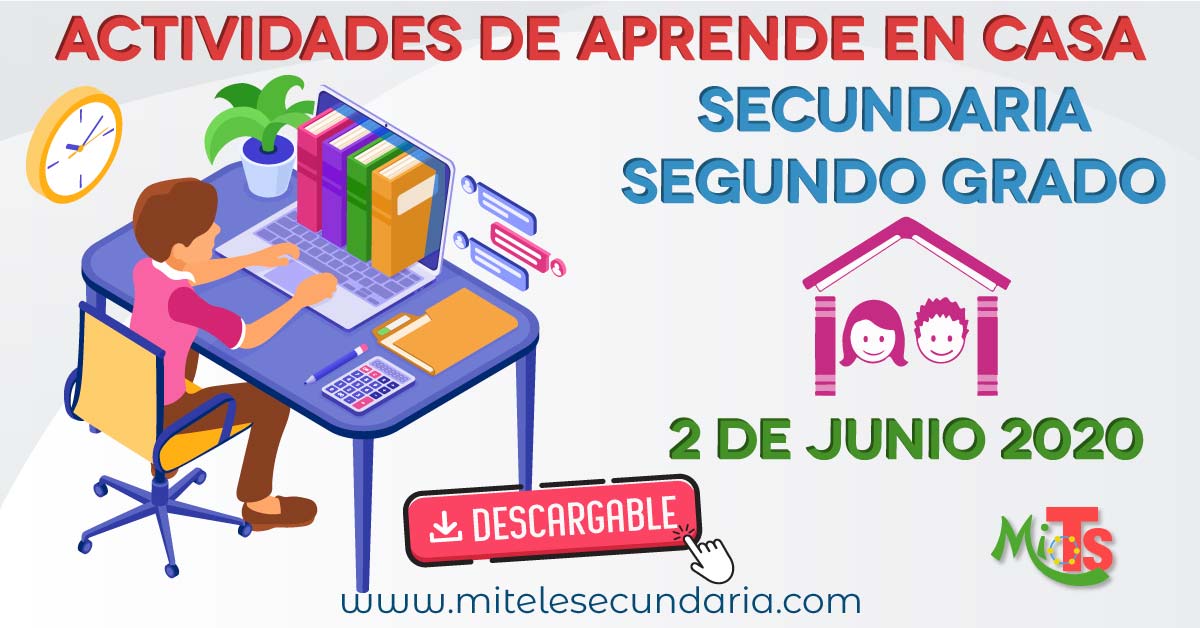 Aprende en casa 2 de junio. Actividades descargables. Secundaria segundo grado