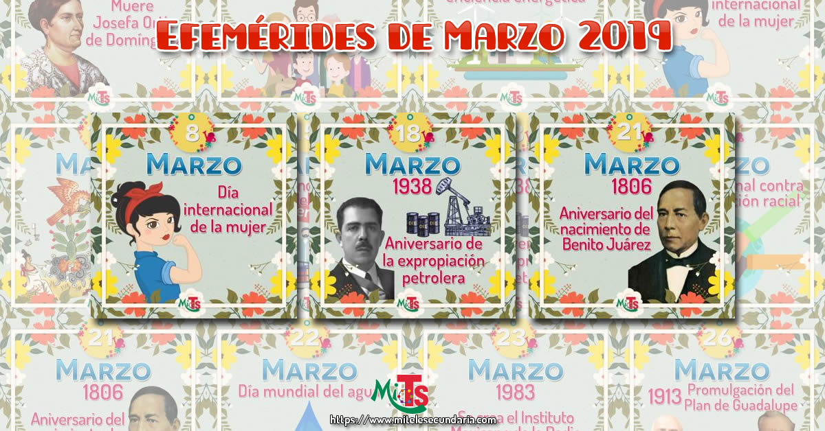 Diseños de Efemérides para marzo 2019