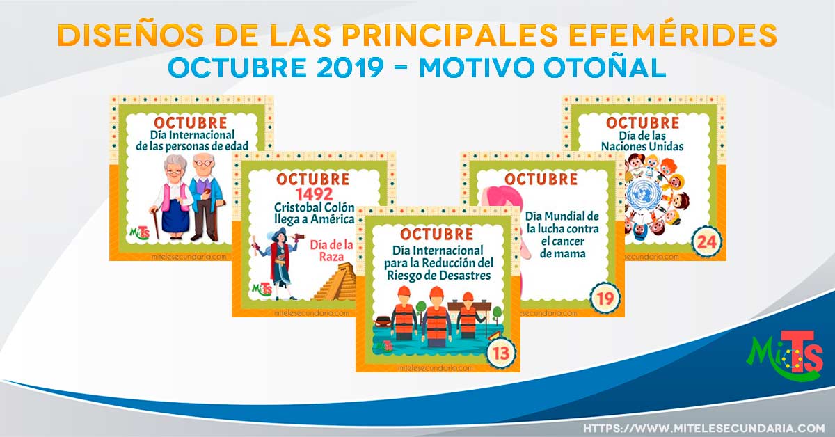 Diseños de Efemérides para octubre otoño 2019