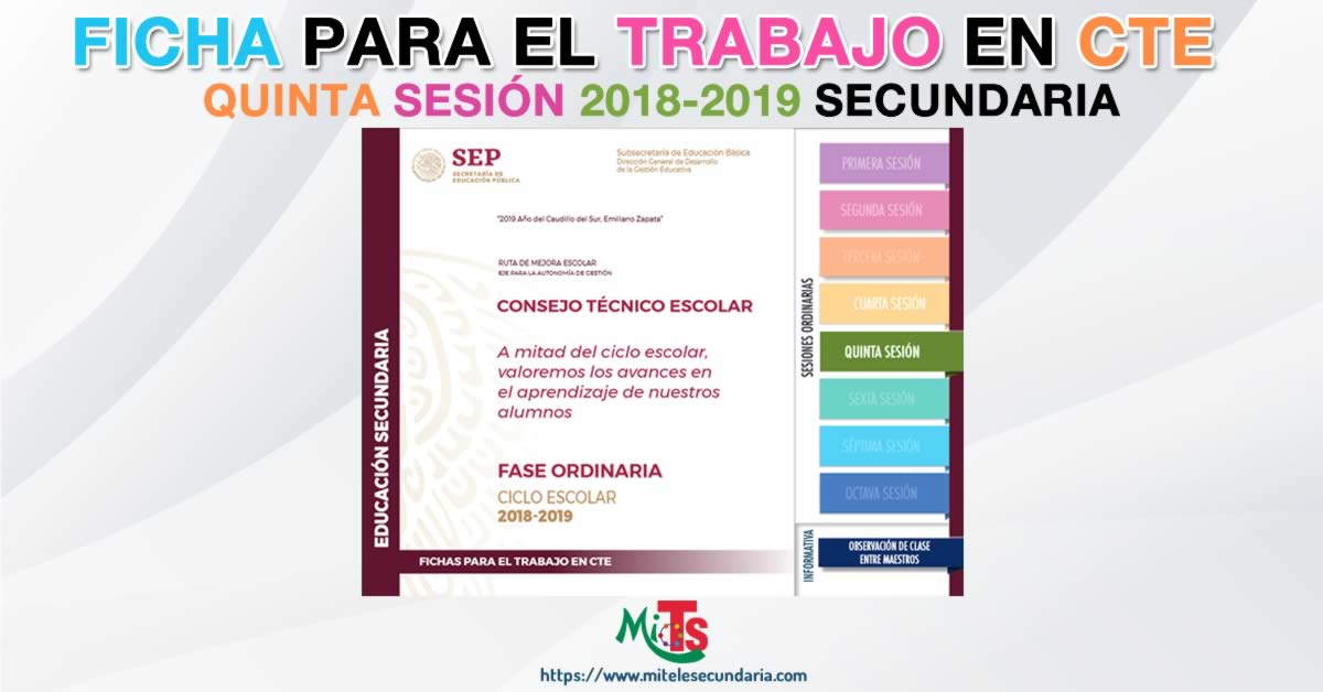 Ficha para el trabajo en CTE de Educación Secundaria. Quinta sesión ordinaria 2018-2019